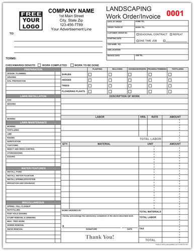 Landscaping Service Invoice Form
