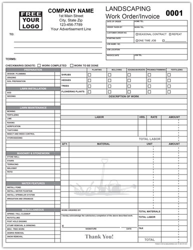 landscaping work order form