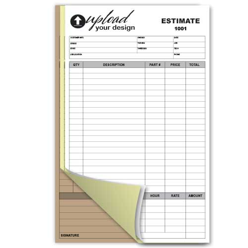 Custom printed 3 part forms with hard back