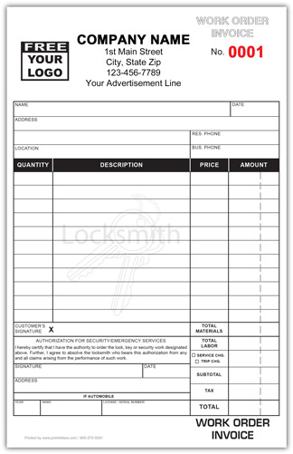 Locksmith Invoice Form