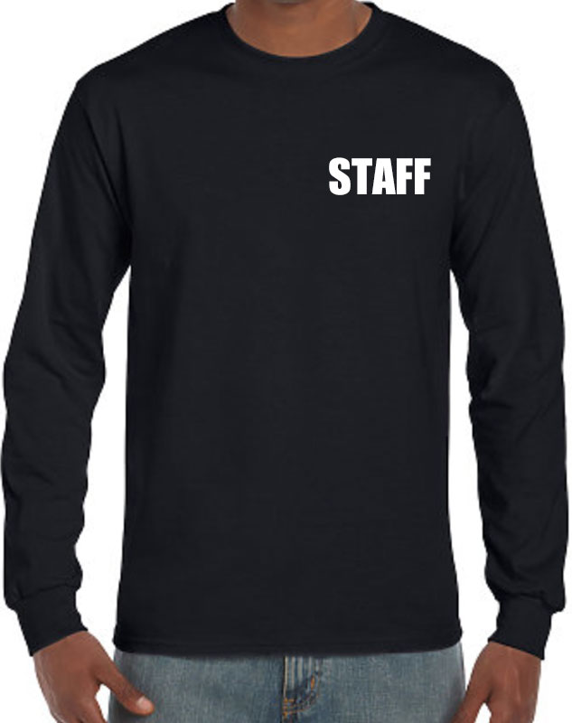 Staff T-shirts Long Sleeved front left imprint