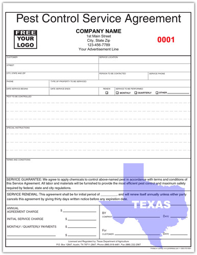 Texas Pest Control Service Agreement Form Texas Pest Control Service Agreement Form