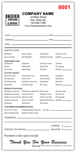 Pest Control Work Order Invoice