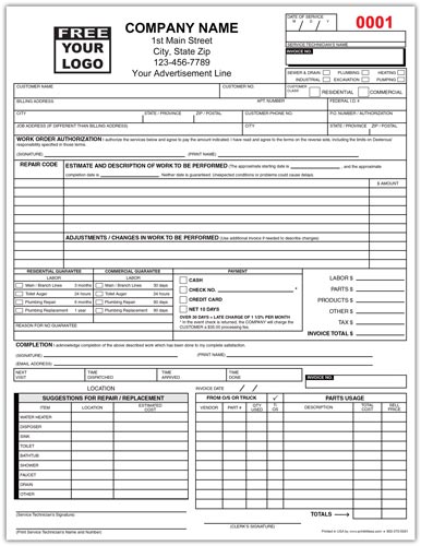 Plumbing and Heating Invoice