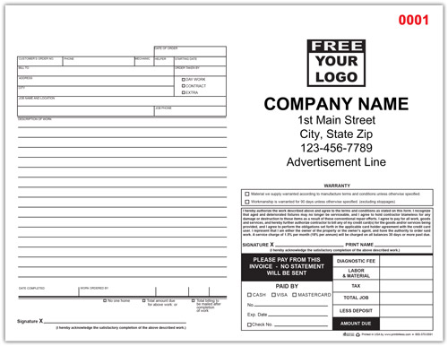 Plumbing Work Order Invoice