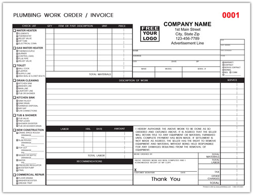 Plumbing Repair Order Form