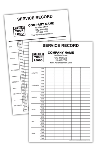 Pool Service Record Card