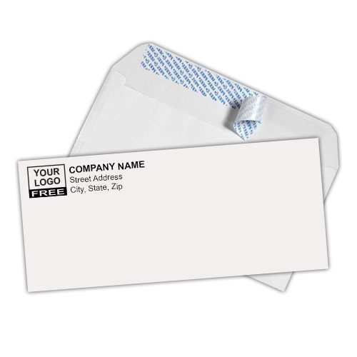 100 Black and White Custom Printed Commercial Self Seal #10 Envelopes 