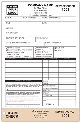 Service Order Invoice Claim Check