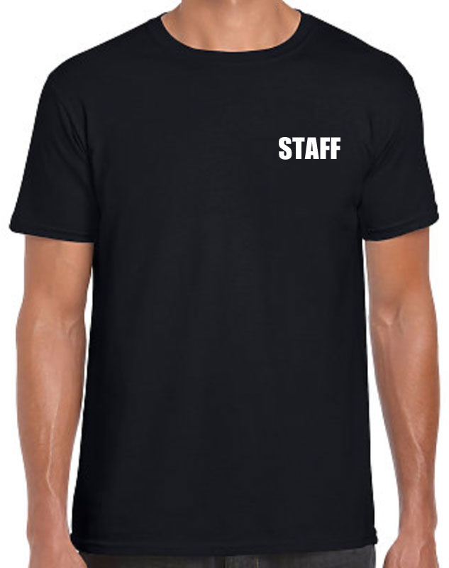 Staff t-shirts front left imprint