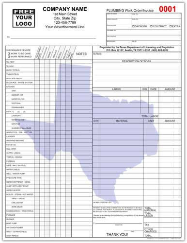 Texas Plumbing Invoice Form