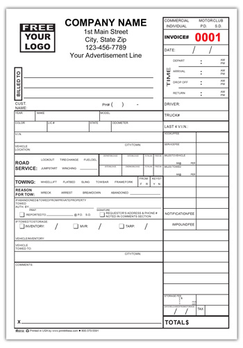 Tow Service Invoice Form