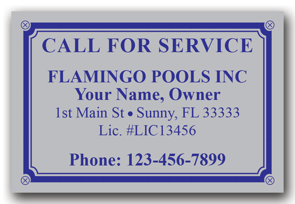 Pool Service Call Label