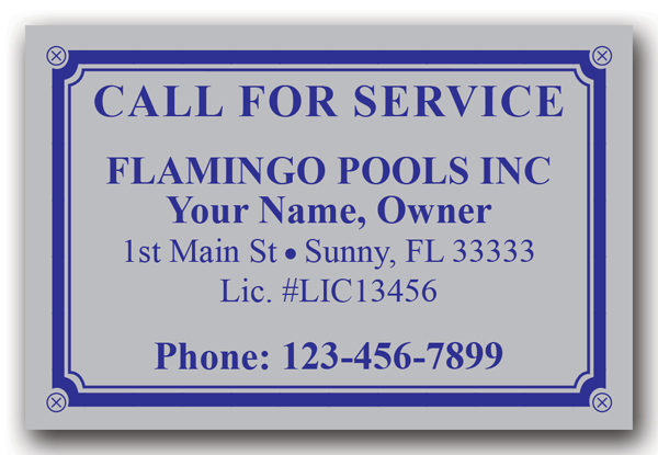 Pool Service Call Label Pool Service Call Label