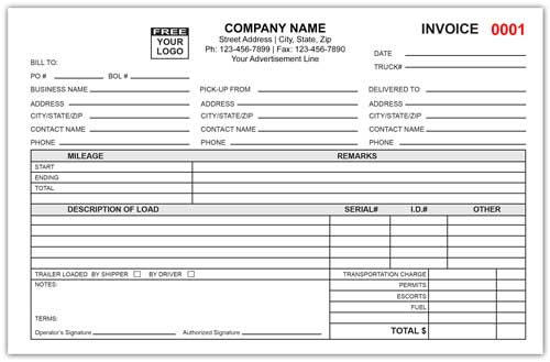 Dump Truck Invoice Form