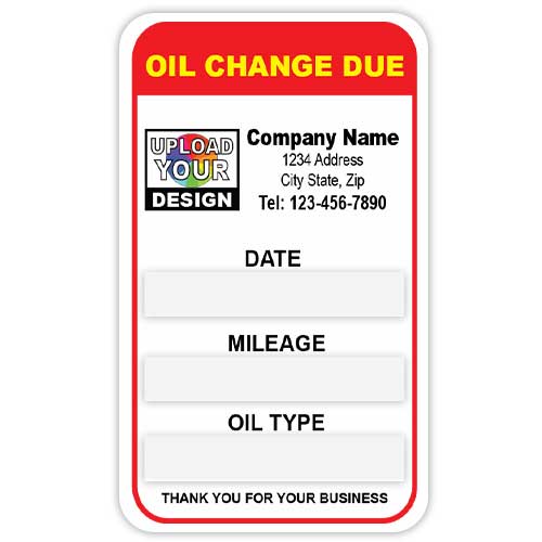 Static Cling Label - Oil Change Due