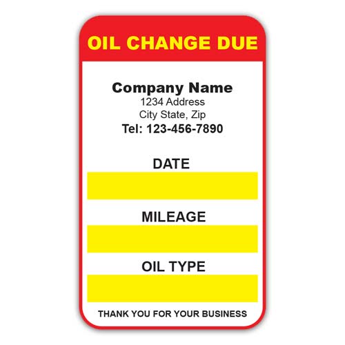 Static Cling Label - Oil Change Due