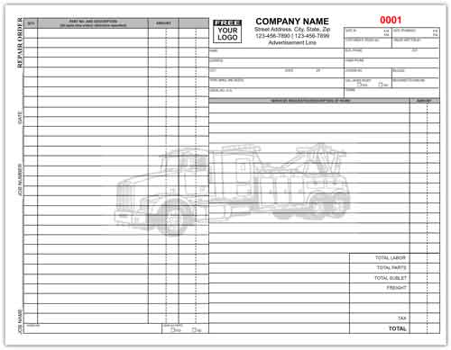 Truck Repair Order Form