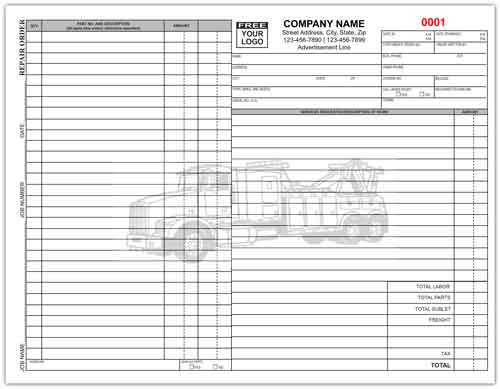 Compact Repair Order Forms for Auto Repair Shops