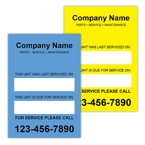 Service Call Label for Equipment designs