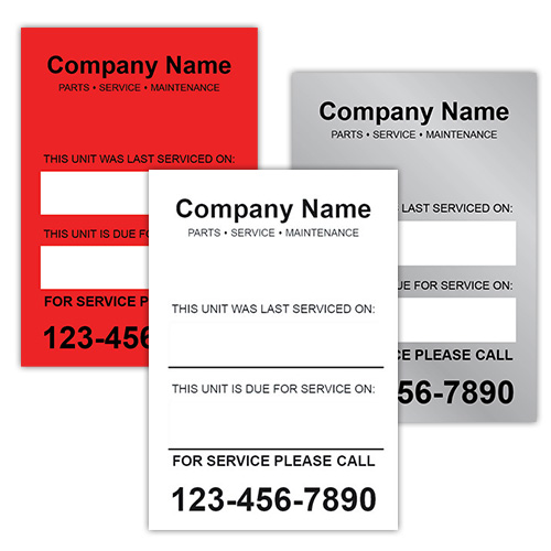 Service Call Label for Equipment designs