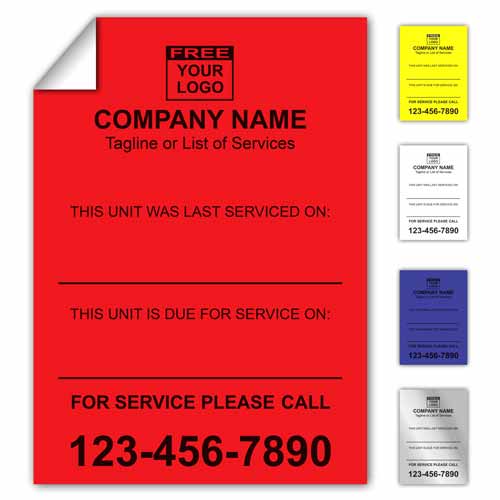Service Call Label for Equipment