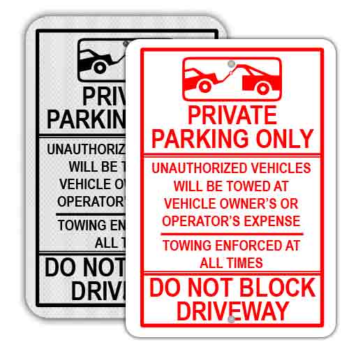 Printed Private Parking Only Signs