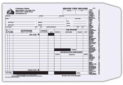 Drivers Trip Record Envelopes