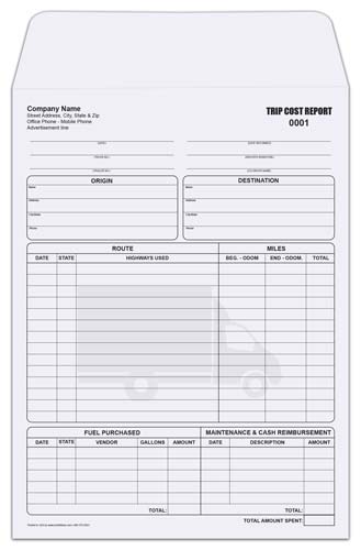 Trip Cost Report Envelopes