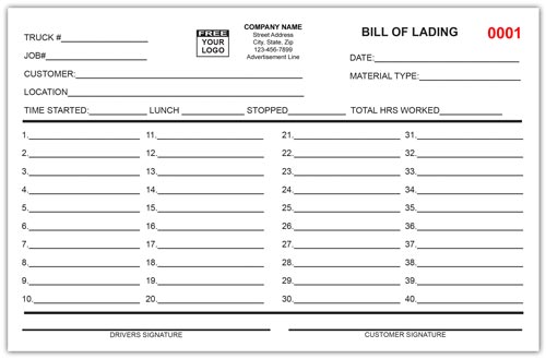 Bill of Lading Load Tickets