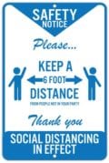 6 Feet Apart Signs: Printed Aluminum Safety Signs
