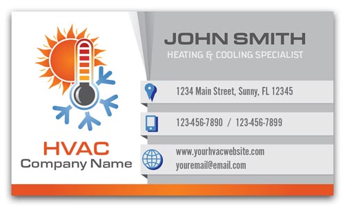 HVAC Business Cards with Thermometer Logo