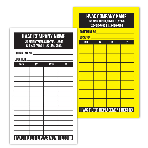 HVAC filter replacement labels designs
