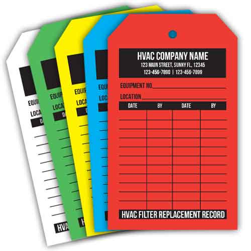 HVAC Filter Replacement Record Tags