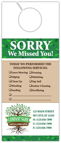 Sorry We Missed You Landscaping Door Hangers