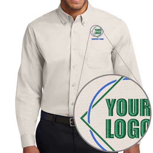 Long Sleeve Dress Shirts with Embroidered Logo