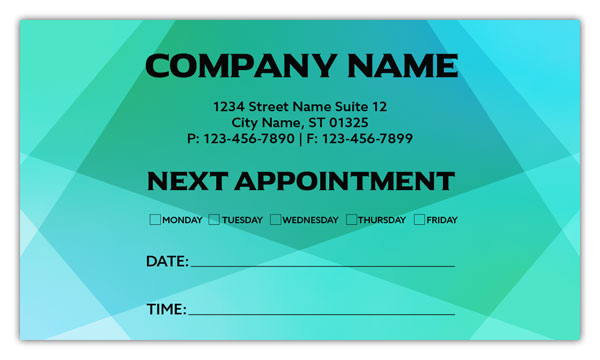 Aquamarine Next Appointment Cards