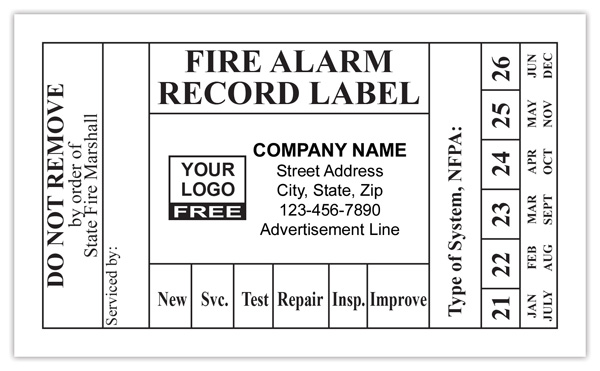 Fire Alarm Record Labels