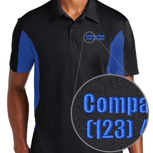 Sport-Tek Side Blocked Embroidered Text Polos