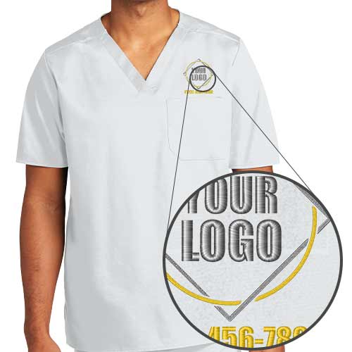 WonderWink Workflex V-Neck Top Embroidered Logo Scrubs