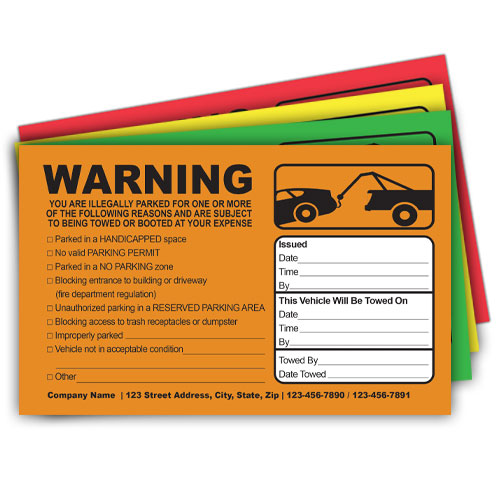 Towing Warning Stickers