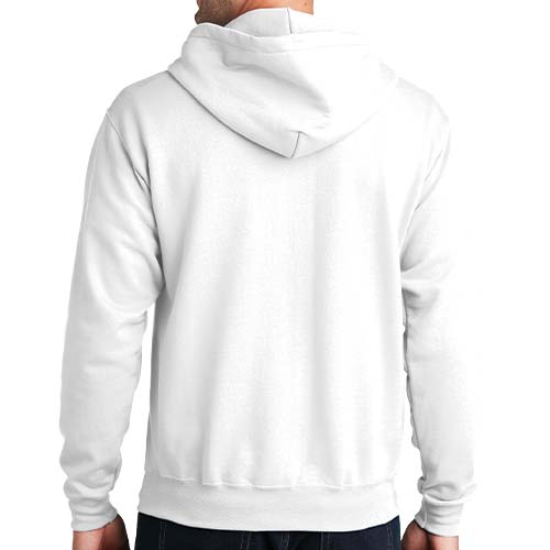 back view of Custom Printed Zipped Hoodies with Full Color Logo