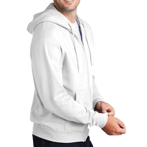 side view of Custom Printed Zipped Hoodies with Full Color Logo