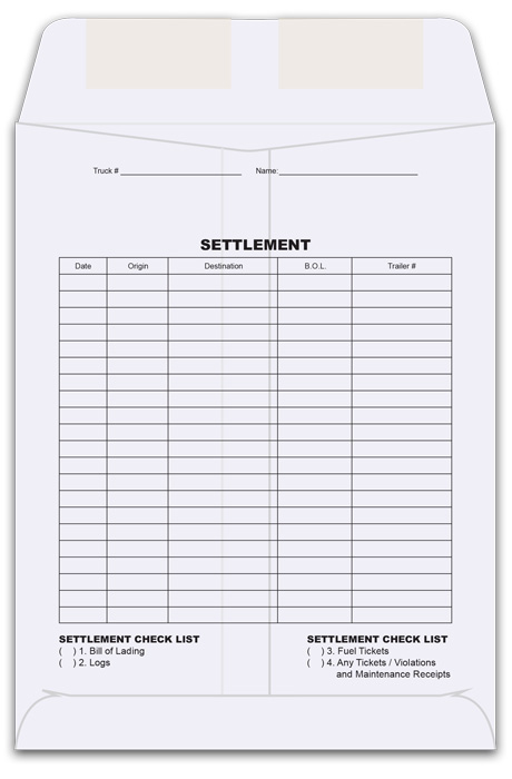 Trucking Company Trip Sheets back