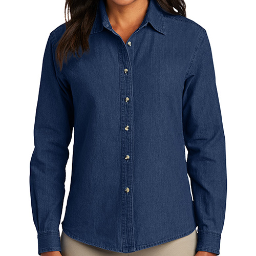 Custom Ladies Long Sleeve Value Denim Shirt