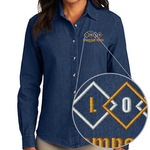 Custom Ladies Long Sleeve Value Denim Shirt