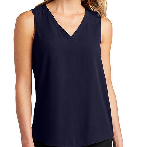 Ladies Navy Sleeveless Blouse with digital imprint