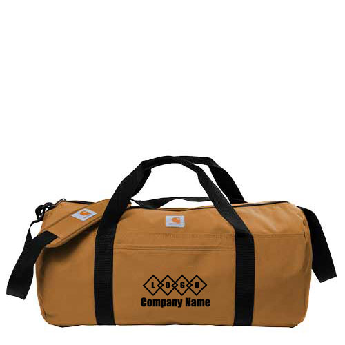 Brown Canvas Duffel with Pouch with company logo