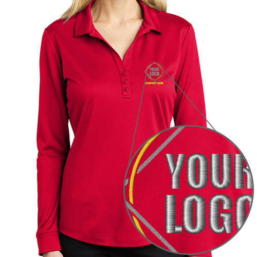Embroidered Long Sleeve Port Authority Ladies Silk Touch Polo