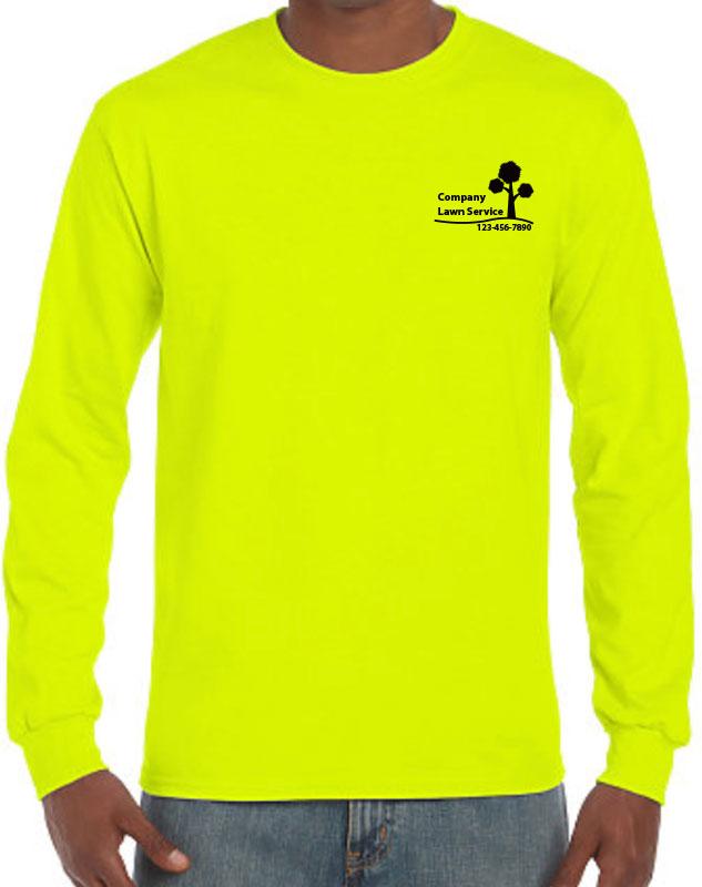 Long Sleeved Landscaping Work Shirts with front left imprint